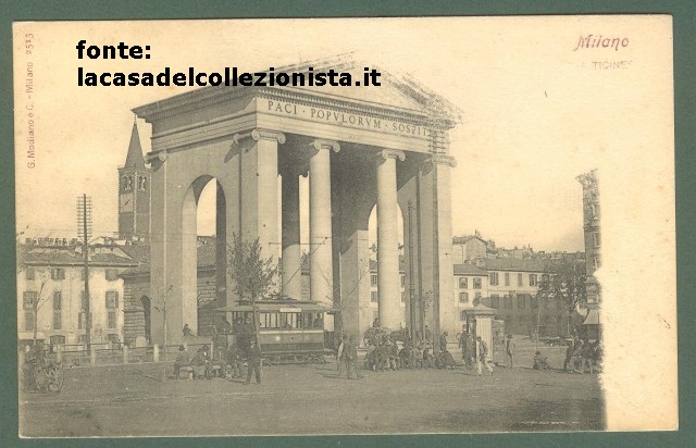 Bastioni Porta Ticinese, Arco del Cagnola, vettura tranviaria EDISON,1914 circa.
