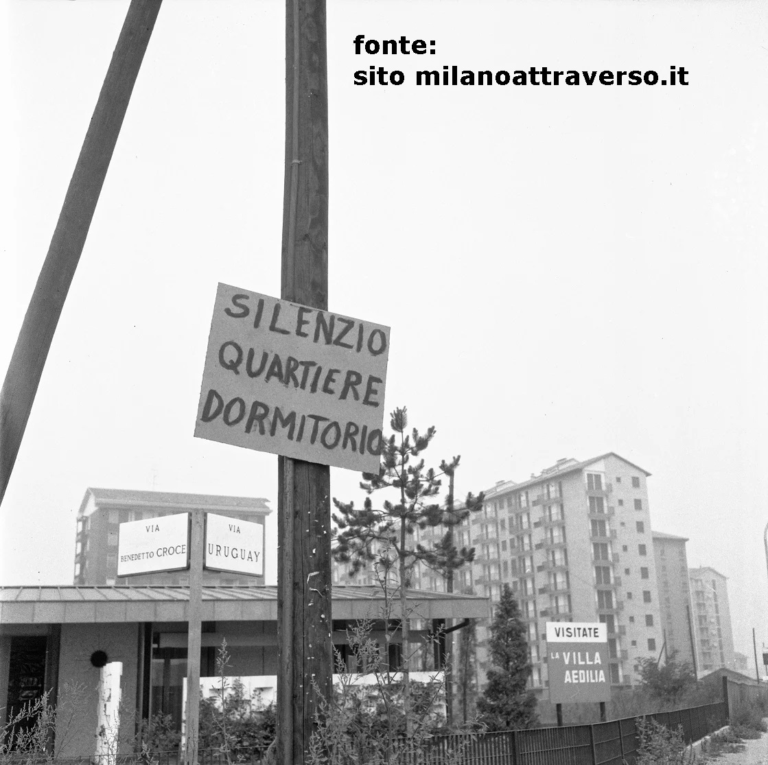 Gallaratese, 1966, come leggibile dall'immagine, intersezione Via Urugay - Via Benedetto Croce, autore Marino Ravagnani.