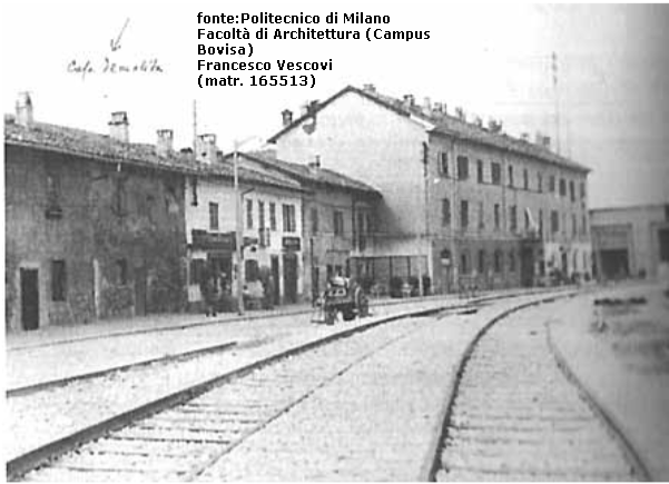 Casoretto-Rottole, tratto iniziale di Via Palmanova negli anni '50. I binari sono della Tranvia Milano-Gorgonzola-Vaprio.