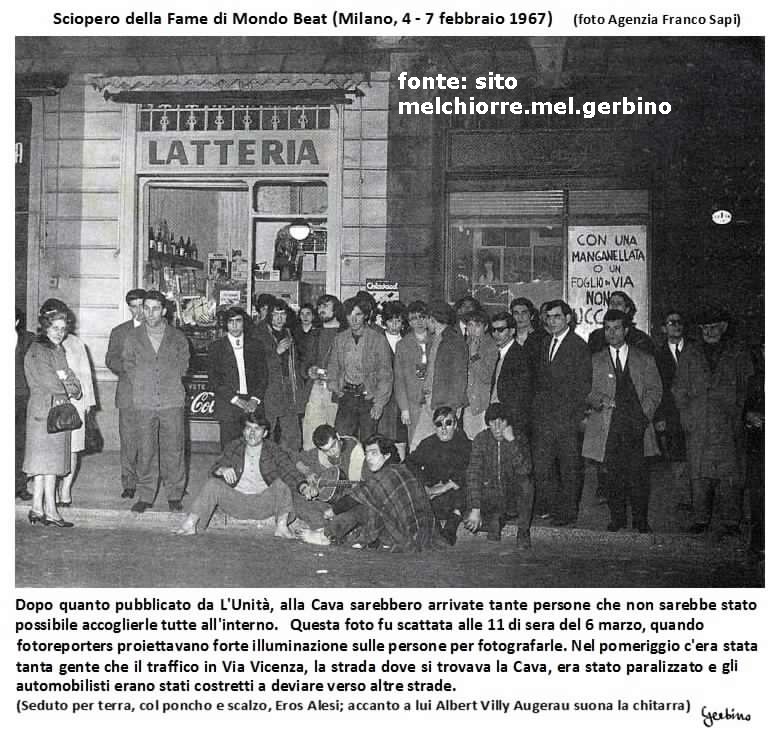 Porta Vittoria, Marzo 1967, sciopero della fame contestatori "Beat Generation" (nella omonima Via, sulla destra dell'immagine, esisteva in tale periodo un luogo di ritrovo denominato "La cava"). fonte storiografica https://it.wikipedia.org/wiki/Beat_Generation